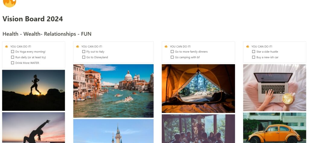 how to make a vision board in notion